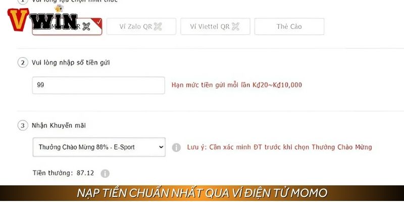 Phương thức gửi tiền vào ví game qua ví Momo được nhiều bet thủ lựa chọn